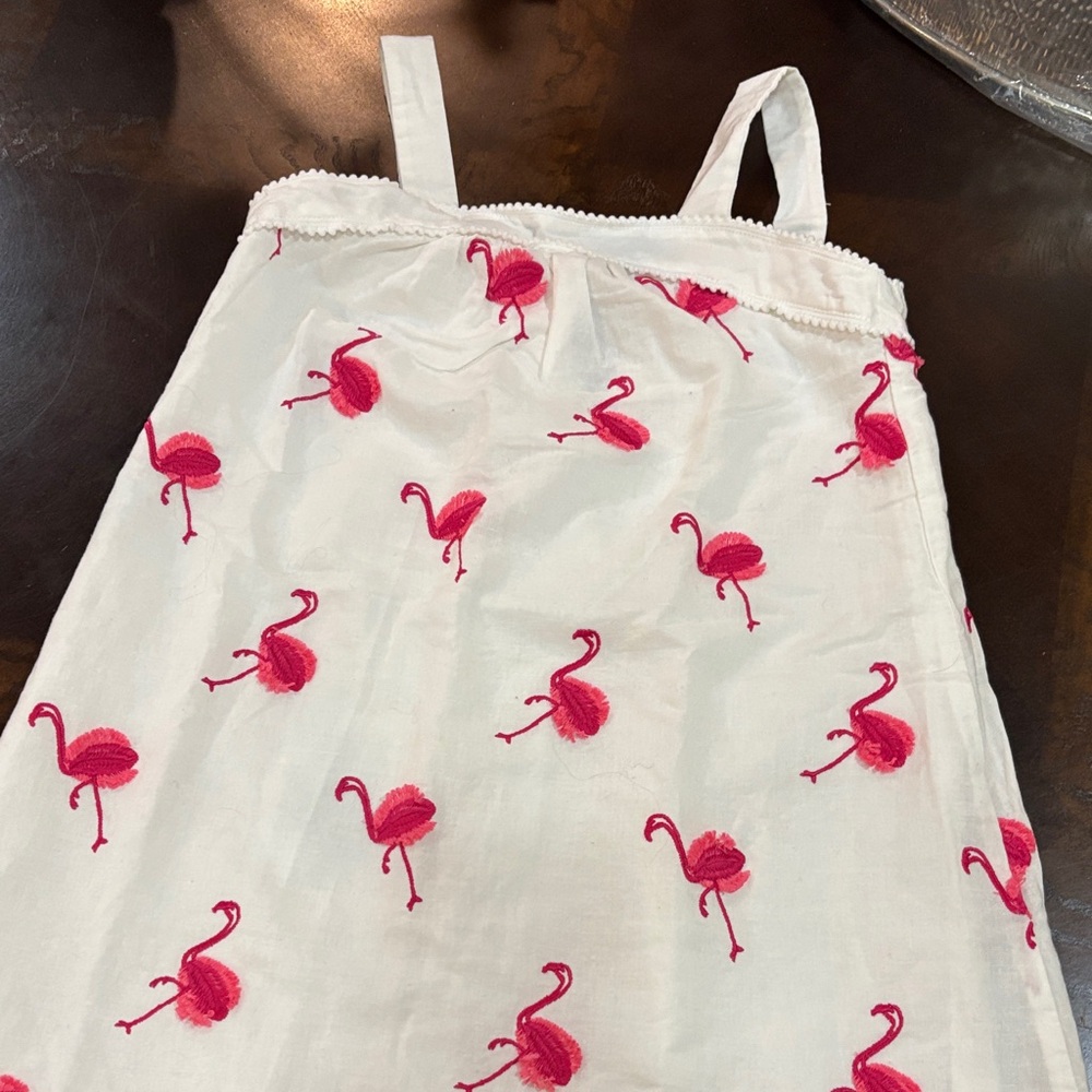 Janie and Jack White Dress with Pink Flamingos